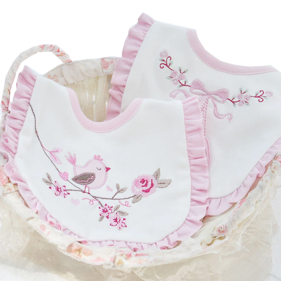 

Newborn Baby Bib Cute Pink Girls Cotton Towel Embroidered Scarf Bibs Soft Cotton Burp Cloth Kids Accessories 0-2 Years