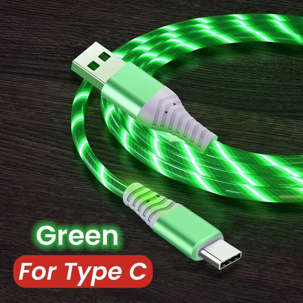 Светящийся светодиодный кабель MVQF 3 в 1 А для быстрой зарядки Micro USB Тип C передачи