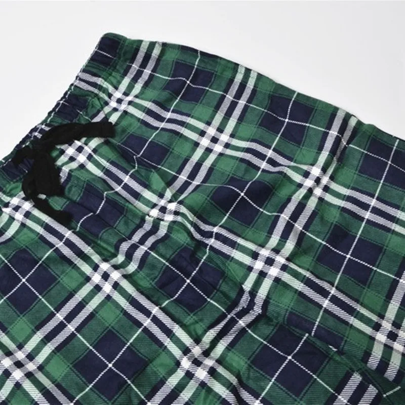 Spring Autumn  Men's 100% Cotton Flannelette Plaid  Printed Household Trousers  Casual And Loose Pants