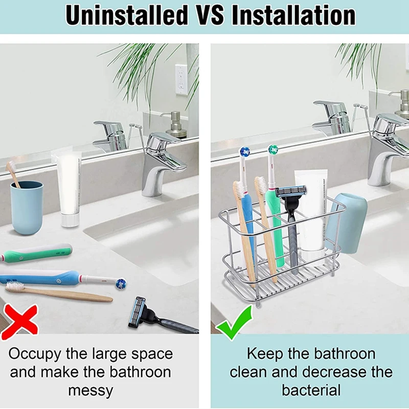 Держатель для зубной щетки ванной комнаты настенный или счетчик нескользящий