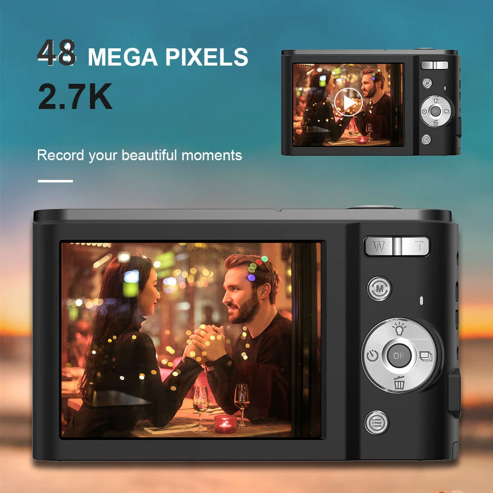 

Digital Camera HD 1080P 48MP Vlog Camera for YouTube 2.4 Inch LCD Compact Camera with 16X Digital Zoom Anti-Shake for Kids