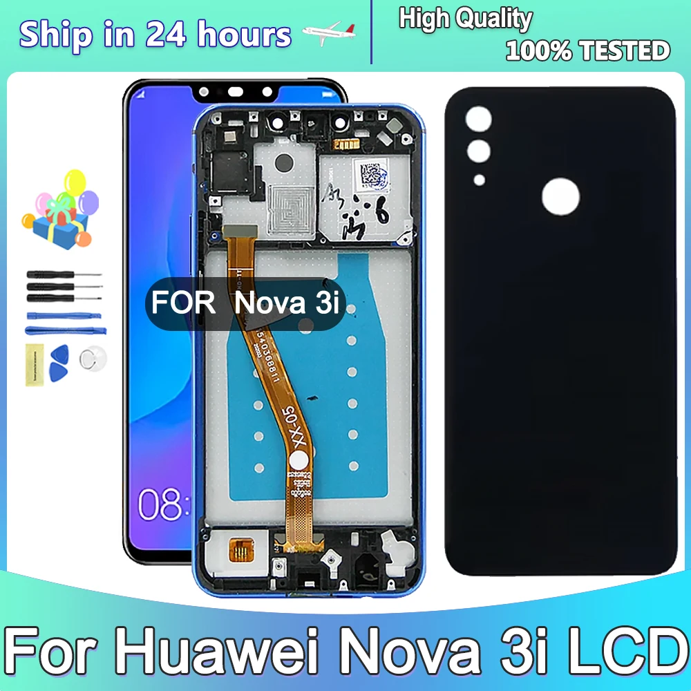 6 3-дюймовый AMOLED для Huawei Nova 3i INE-LX1 LX2 Экран дисплея с рамкой nova ЖК-дисплей цифровым