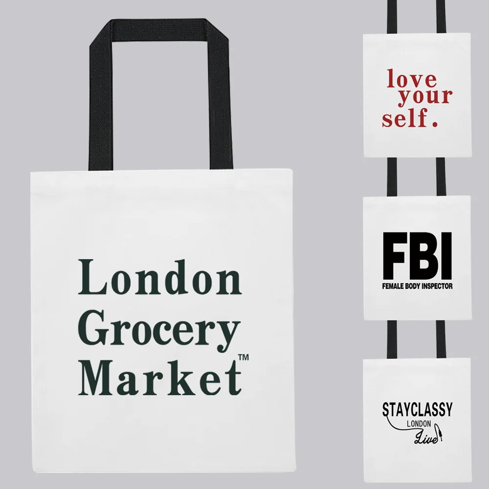 

Women‘s Shopper Shoulder Bag Reusable Shopping Bag Women Canvas Tote Bags Eco Bag Walls Pattern