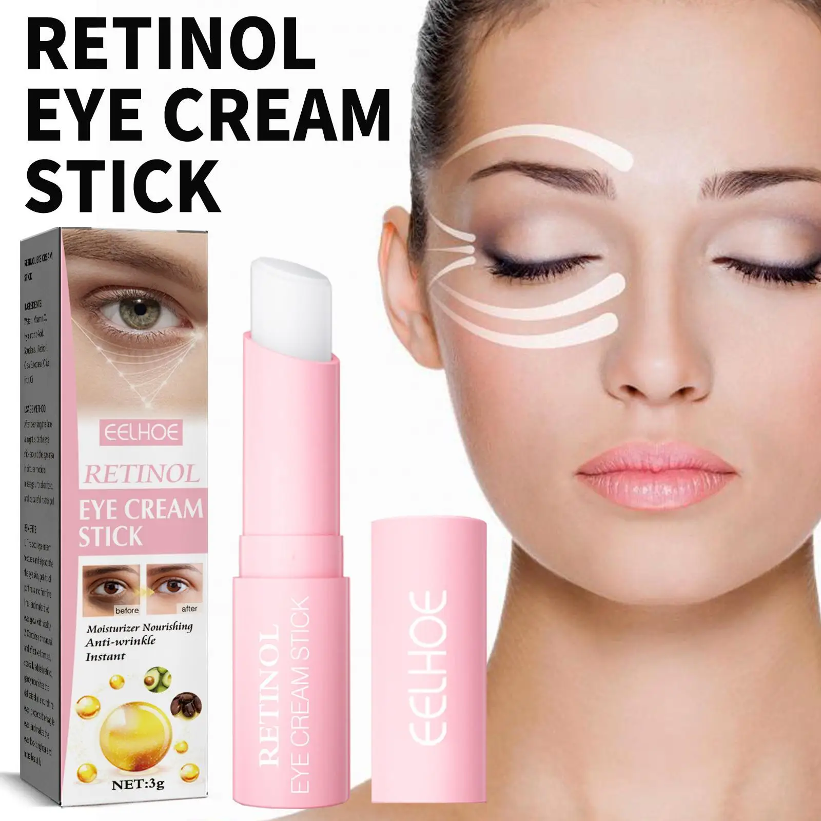 

EELHOE Retinol Eye Cream For Face Lifting Moisturizing Balm Stick Anti-Wrinkle Anti-Puffiness Remove Dark Circles Eye Bags Care