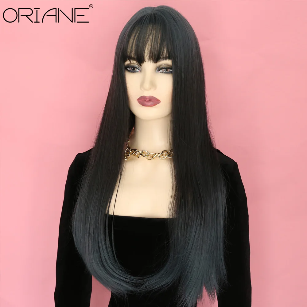 

Женские синтетические парики ORIANE, длинные прямые мягкие волосы Olita для косплея, искусственные волосы с челкой, устойчивые к высоким темпера...