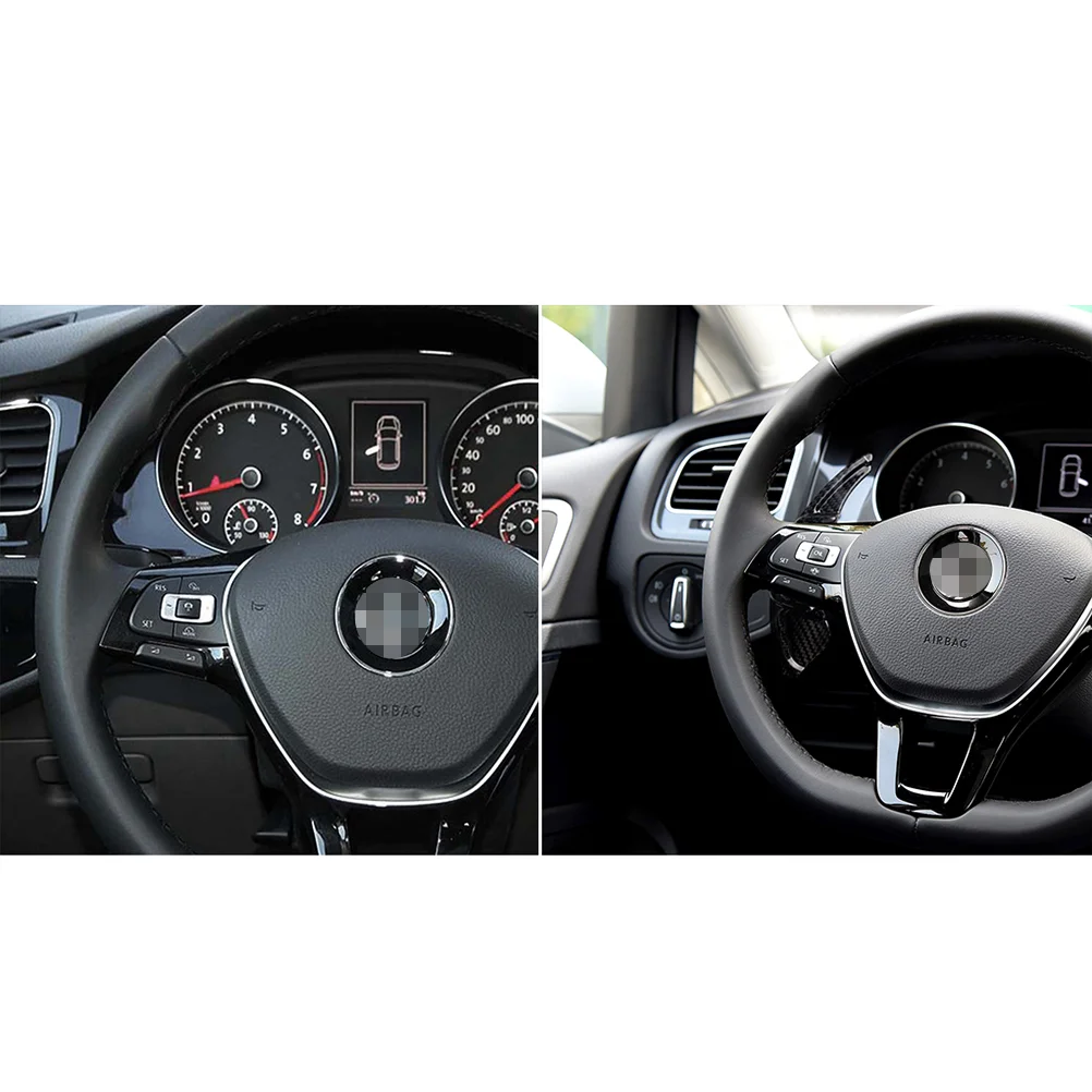 

2 in 1 Car Styling Steering Wheel Paddle Decorative Sticker Carbon Fiber Decorative Decals for 7 (Black+Grey)