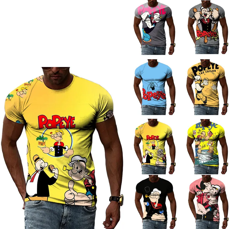 

Смешная футболка с мультяшным рисунком Popeye аниме для мужчин и женщин 3d футболка унисекс свитшоты Топ Футболка одежда размера плюс 6xl