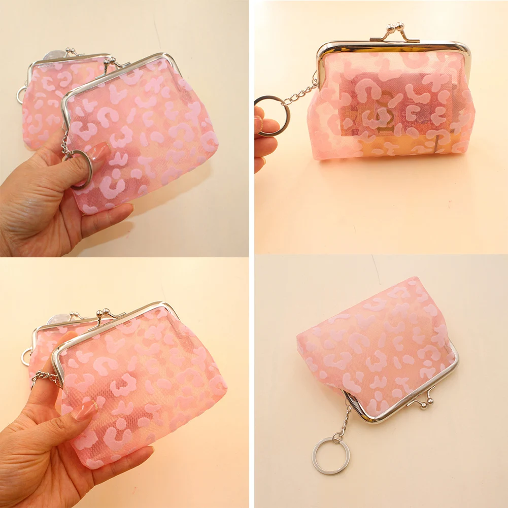 

Fashion Lipstick Credit ID Card Iron Mouth Clip Bank Card Bus Card Card Holder Transparent Coin Purse Change Purse Small Wallet