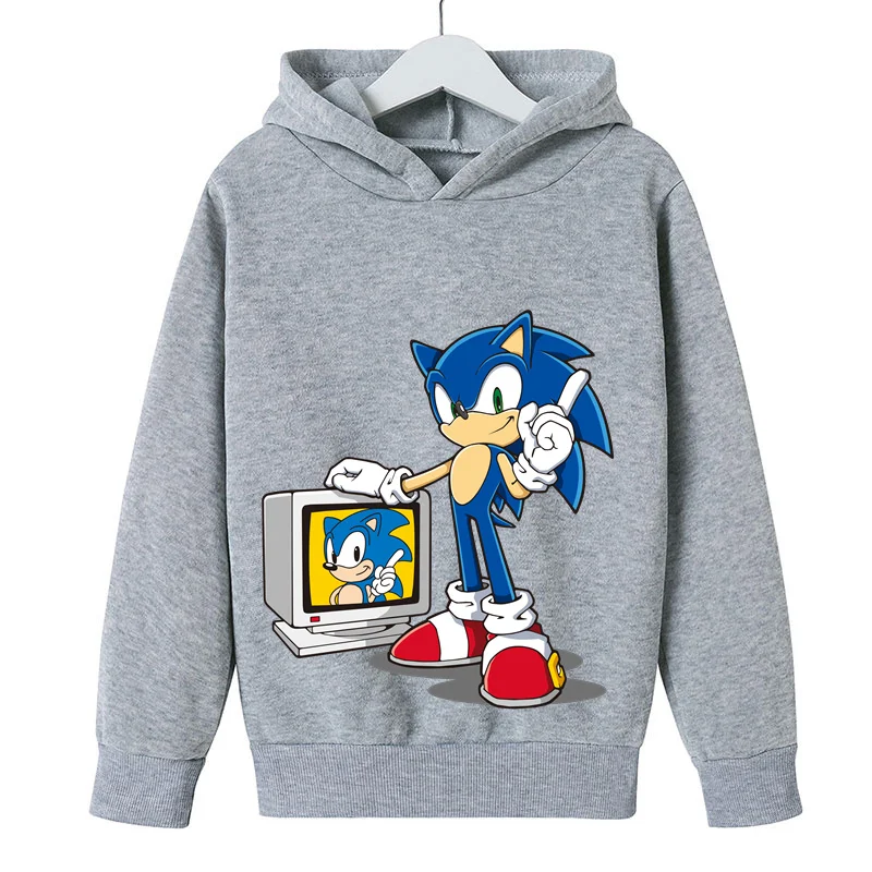 

Super Sonic Hoodies Cartoon Sonic Print Pullovers Baby Kids Boys Girls Children Long Sleeves Sweatshirt Clothing Streetwear