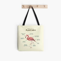 women shopper bag anatomy of a flamingo printed bag harajuku shopping canvas shopper bag girl handbag tote shoulder lady bag