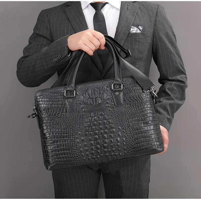 New Cowhide Business Men Briefcase Luxury Horizontal Laptop Bag Large Capacity Crossbody Bag For Male