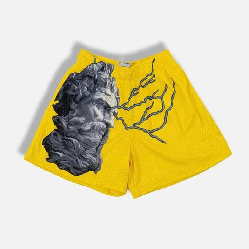 Summer New Men's and Women's Casual Shorts 3D Print Art Statue Capris Outdoor Fashion Mesh Quick Dry Casual Pants