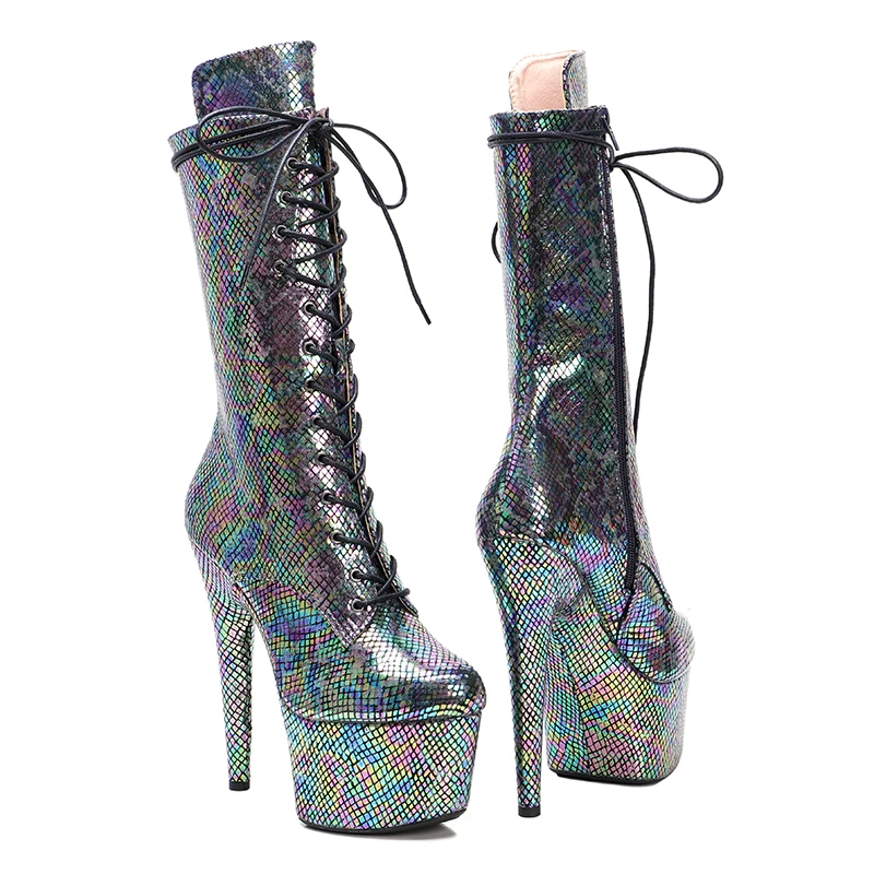 Leecabe  17CM/7inches Snake PU upper  Pole dance shoes High Heels Pole Dance boot