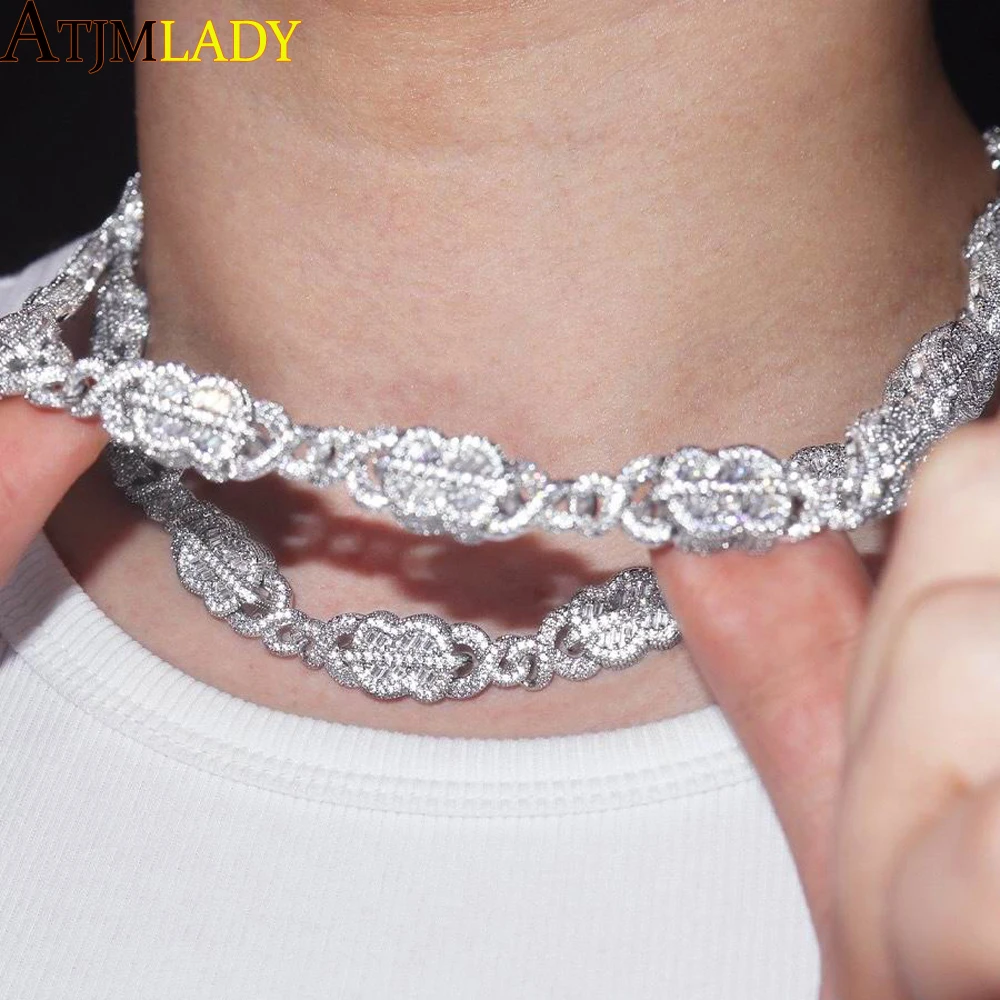 

HipHop Men Women Prong Cuban Link Chain Necklace Bling Iced Out Cubic Zirconia Cz Paved Miami Cuban Necklace Jewelry