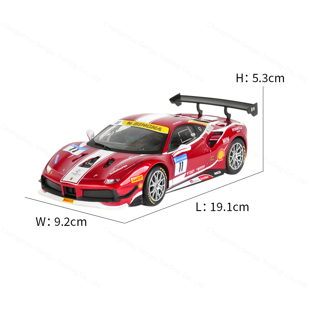 Фото Bburago 1:24 Ferrari 2017 488 CHALLENGE FORMULA RACING, коллекционная модель гоночного автомобиля из сплава, роскошная литая машинка, игрушка, подарок №3