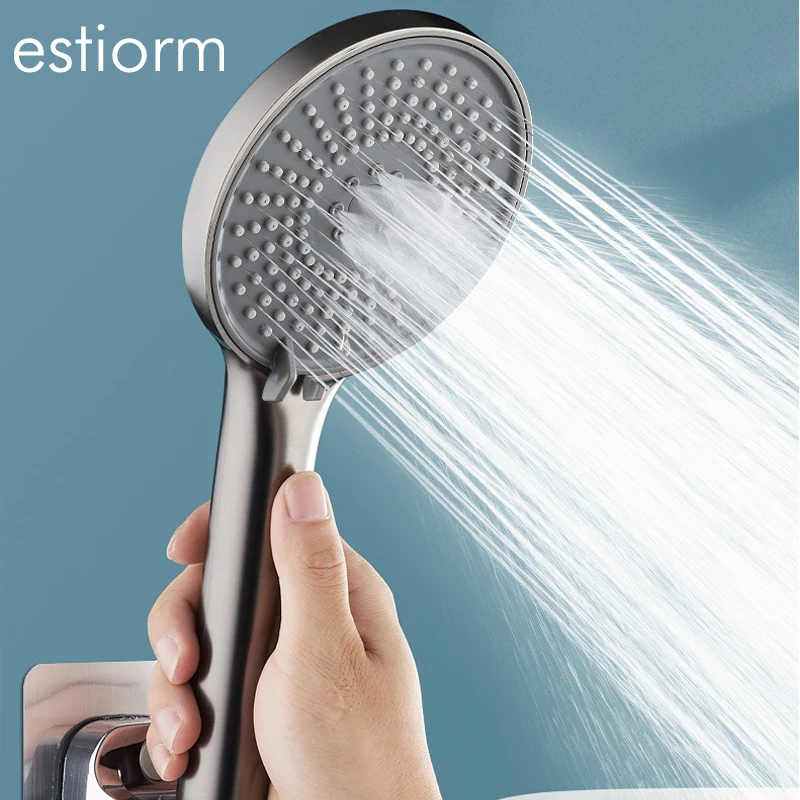 

5 Modes Shower Head 12CM Big Panel Large Water Output Hand Shower ABS Multifunctional High Pressure Shower Head and Hose Set