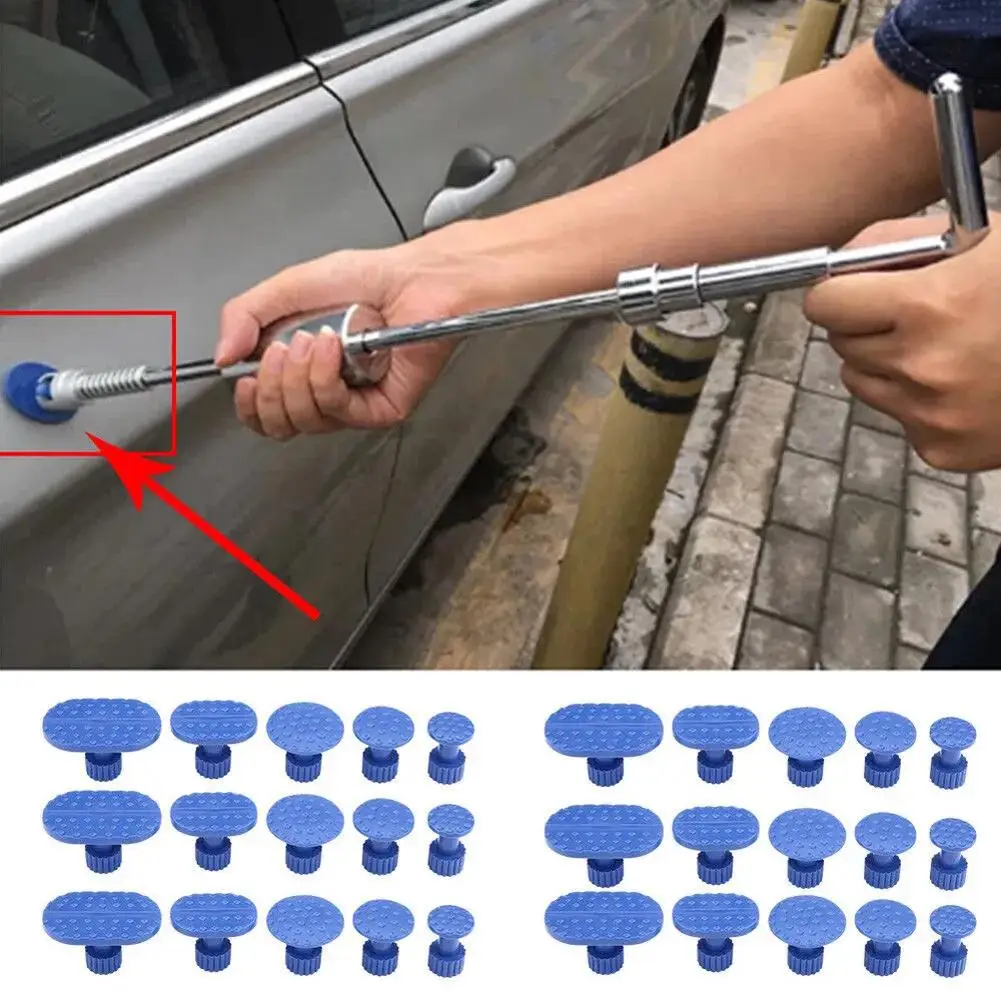 

30pcs Car Door Body Pulling Tab Dent Removal Repair Tool Set Metal Suction Cup Puller Spacer Glue Pulling Tab Auto Body Kits