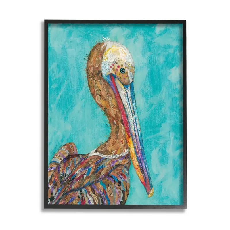 

Industries Bird Vivid Collaged Patterns Design Painting Black Framed Art Print Wall Art, Design by Lisa Morales