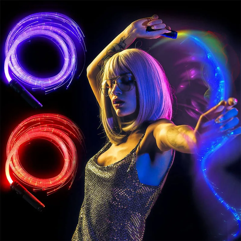 

6Ft LED Fiber Optic Whip 36 Modes Dance Space Whip 360° Swivel Pixel Rave Toy for Dancing,Party,Christmas,EDM Music Festivals