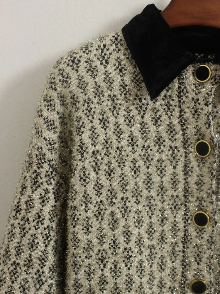 Винтажный вязаный кардиган EOS France новинка 2022 узкий прямой короткий жакет с