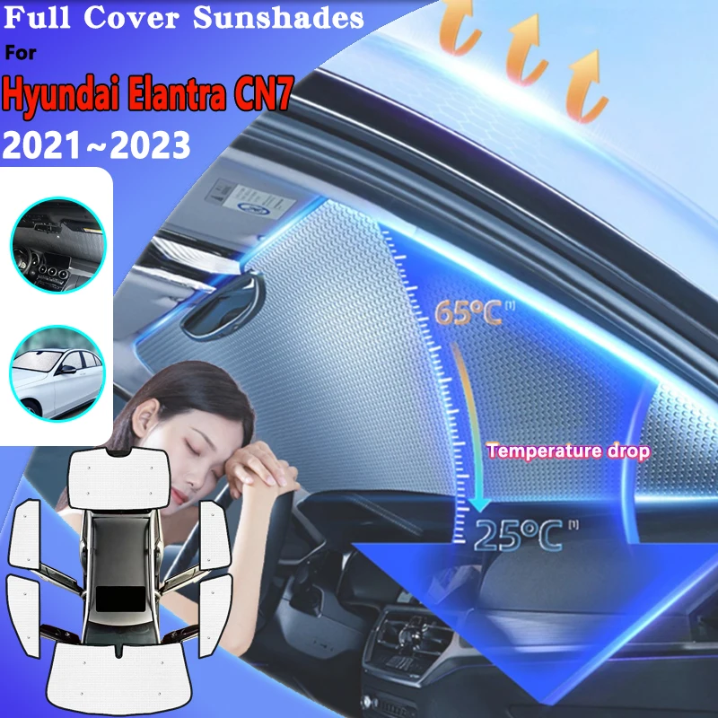 

Car Window Sunshades For Hyundai Elantra 2023 Accessories Avante i30 Sedan CN7 2021 2022 Windshield Anti-UV Sun Protection Visor