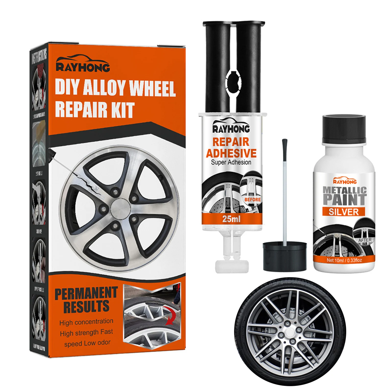 

Wheel Repair Adhesive Kit Effective Alloy Wheel Repair Kit Silver Wheel Paint Fix Curb Rash Touch Up And Paint Rim Surface