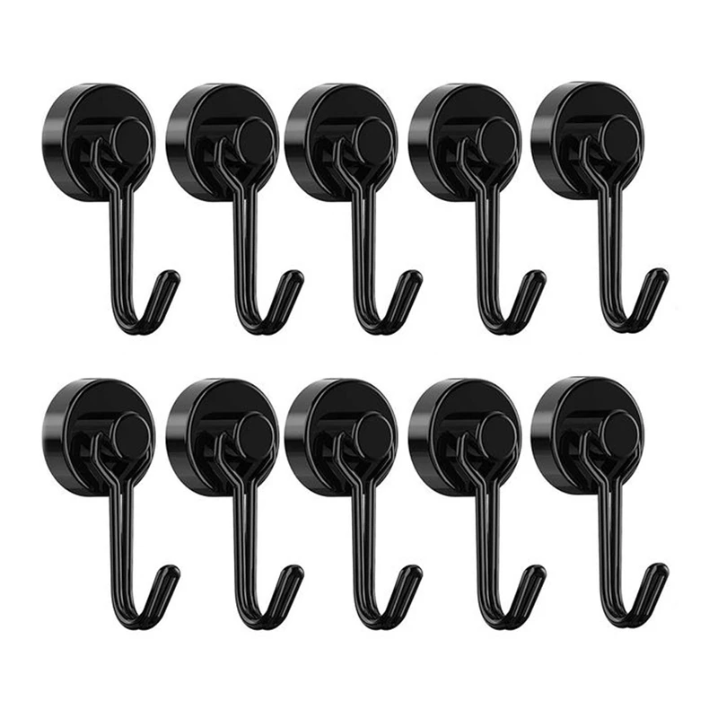 

BMDT-10Pcs Magnetic Hooks, Heavy Duty Neodymium Magnet Hook For Indoor Outdoor Hanging,Refrigerator,Grill,Kitchen,Key Holder