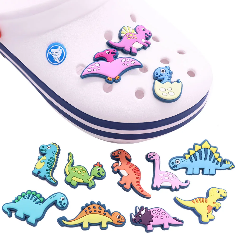 

1-12PCS Cartoon Anime PVC Shoe Charms Dinosaurs Animals Stegosaurus Pterosaur Tyrannosaurus Diy Croc Jibz Buckle Fit Wristband