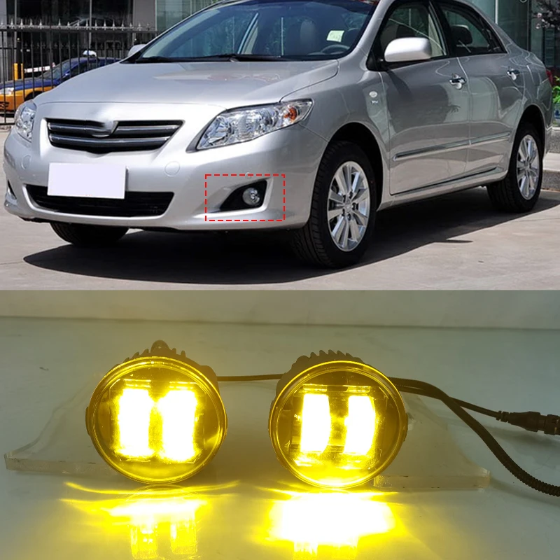 Фото Передняя противотуманная фара автомобиля с желтым светодиодом для toyota Corolla Golden 2007-2009 2011-2013 2014-2016 2017, противотуманные фары в сборе №1