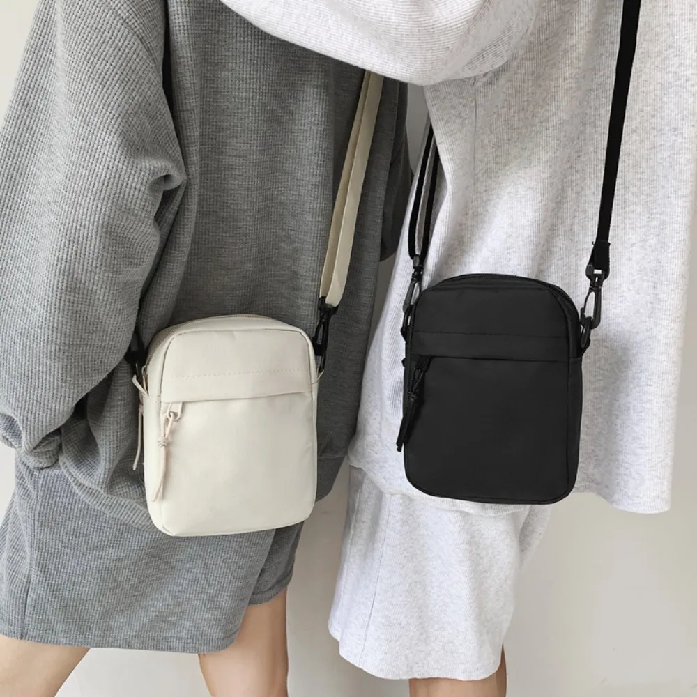 Men Casual Crossbody Bag Minimalist Mobile Phone Bag Small Body Bag Backpack Outdoor Travel Black White Color Shoulder Bag