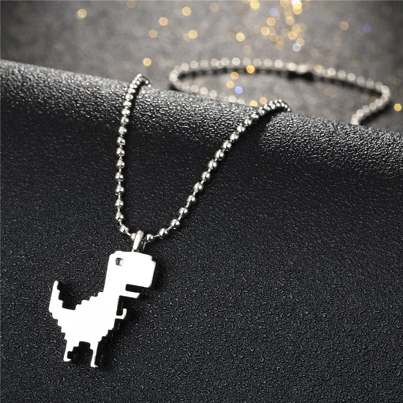 

Women Men Cute Stainless Steel Necklace Dinosaur Pendant Sliver Colour Mini Necklaces Gift