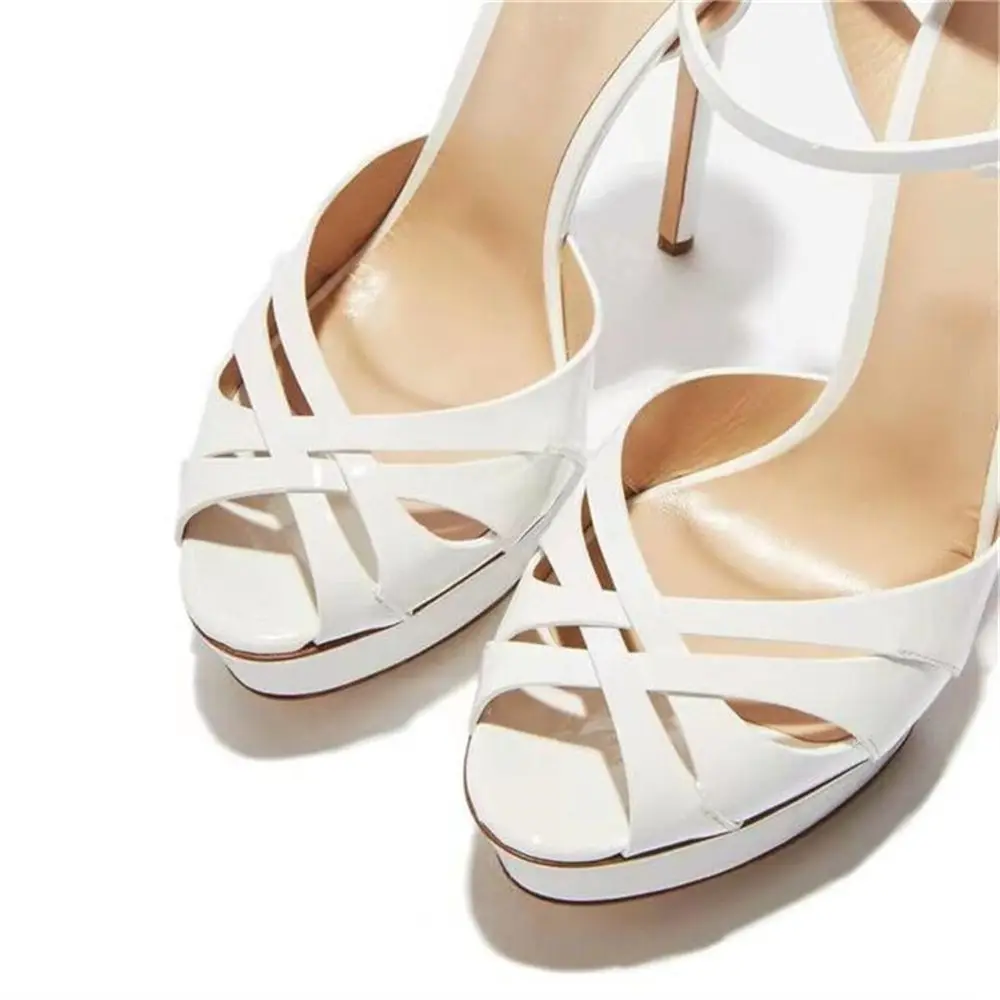 Women Stiletto High Heel Buckle Ankle Strap Fish Mouth Sandal Platform Sexy Hollow Out Open Toe Buckle Solid Elegant High Heels