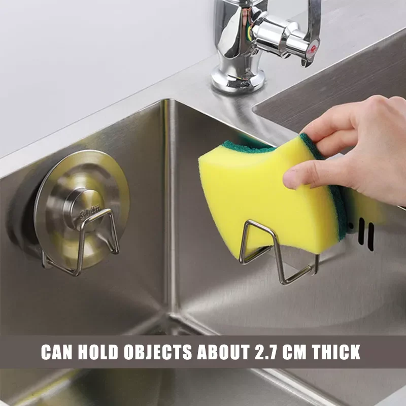 

2022New Stainless Steel Sponges Holder Drain Drying Rack Self Adhesive Wall Hooks Accessories Storage Organizer