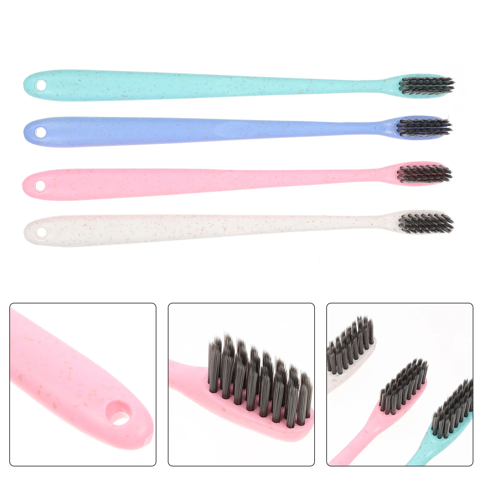 

10Pcs Bristle Bamboo Charcoal Oral Care Brushes Adults Children Hair