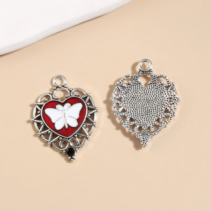 Эмалированные подвески в форме сердца 34x26 мм 5 шт