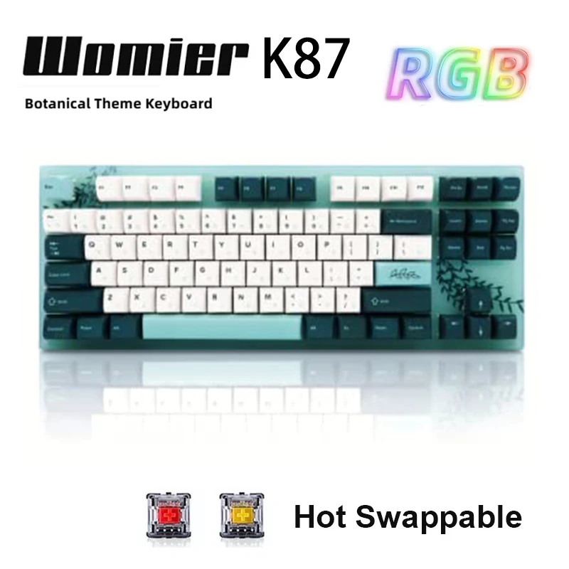 

Womier K87 TKL Botanical Mechanical Keyboard Hot Swappable Wired Keyboard 87 Keys DIY Custom Gaming Keyboard 80% RGB Keyboard PC