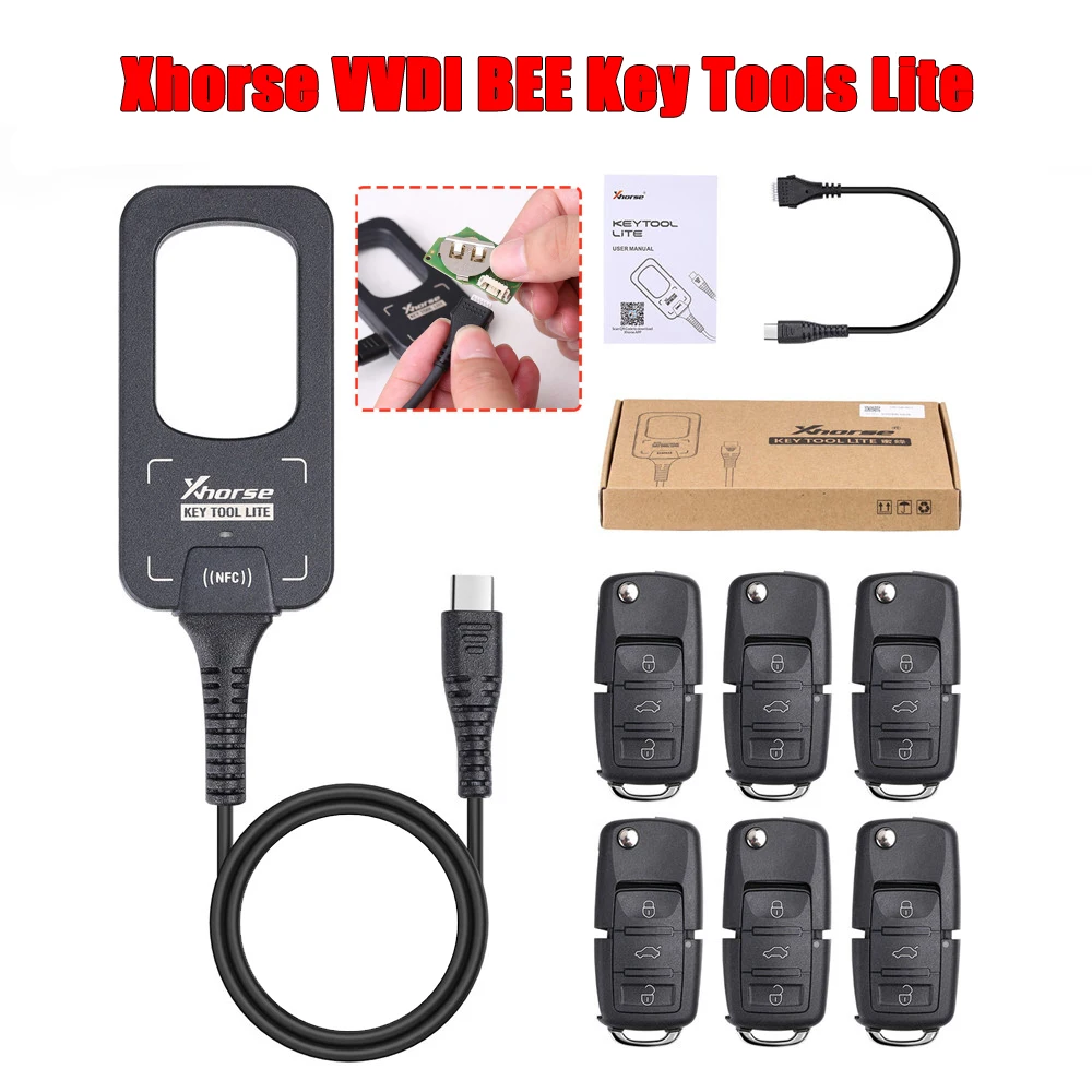 Xhorse VVDI BEE Key Tool Lite Клон транспондера обнаружения частоты с 6 шт. XKB501EN Пульты