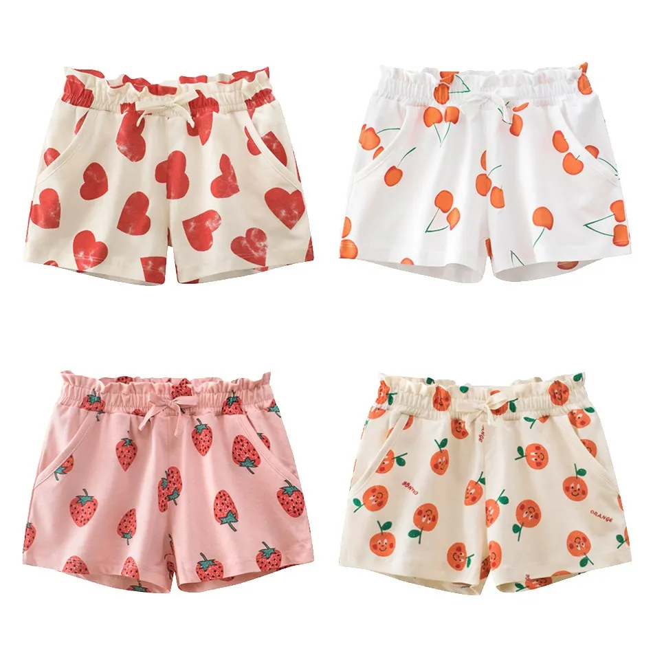 

Baby Shorts for Girl 2-10 Years Cotton Fruit Printed Children Clothing Elastic Waist Short Pants Summer Beachwear Kids Bottom