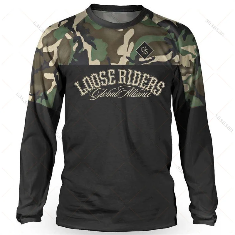 Mens Loose Rider Jersey BMX Mountain Bike Long Sleeve Sweatshirt DH Motocross Enduro Shirt MTB Bike Breathable T-Shirt