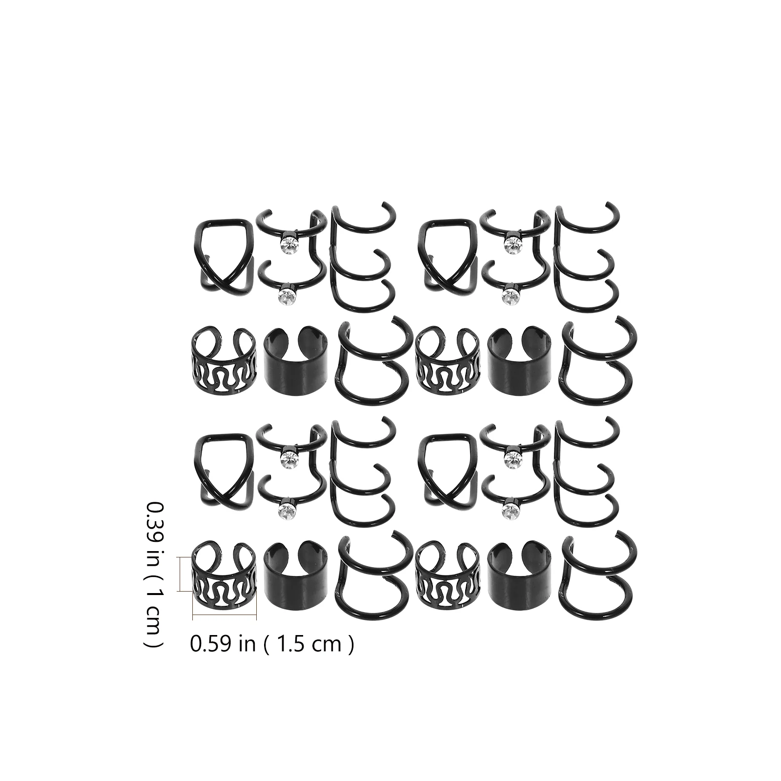 24-шт. Серьги-каффы без пирсинга зажимы для ушей серьги дреды косы манжеты волос