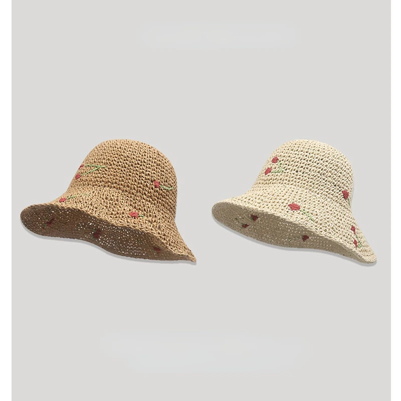 

Соломенная шляпа плетеная для девочек ручной работы, Корейская уличная Праздничная шляпа от солнца, пляжная шляпа-Панама Boheimia, дышащая ветрозащитная женская шляпа-колокол