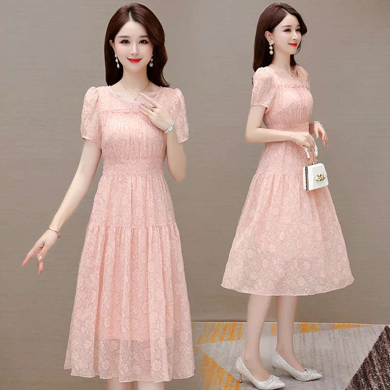 Шифоновое платье из ледяного шелка новинка 2024 женское летнее для мам элитное