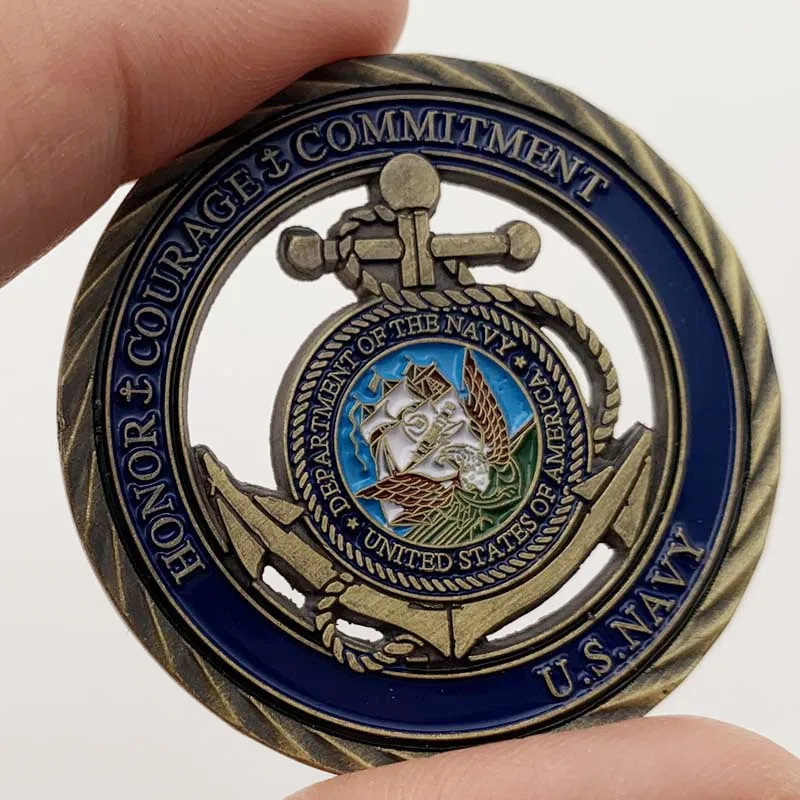 

American Navy Honor and Courage Challenge Eagle Fleet Anchor Commemorative Coin Hollow Chapter Collection collectibles