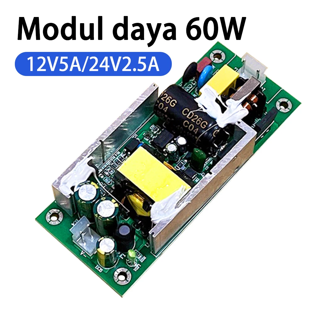 

60W 5A/2.5A AC to DC Power Supply Module Board Step Down Converter Isolated Switching Adjustable AC 100V-240V to DC 12V 24V