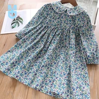 new humor bear girls floral dress baby girls dress party college style lapel princess dress fashion kids children clothing