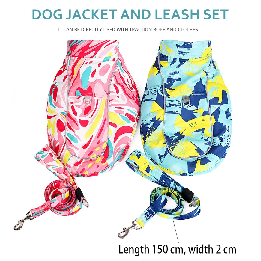 Светоотражающая жилетка с поводком для собак и кошек водонепроницаемая теплая