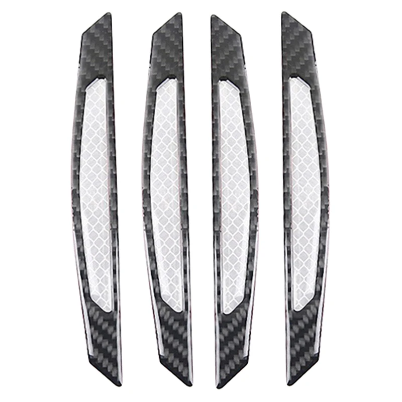 

4PCS Car Door Warning Sticker Anti-Collision Reflective Strip Carbon Fiber Warning Anti-Scratch Trim
