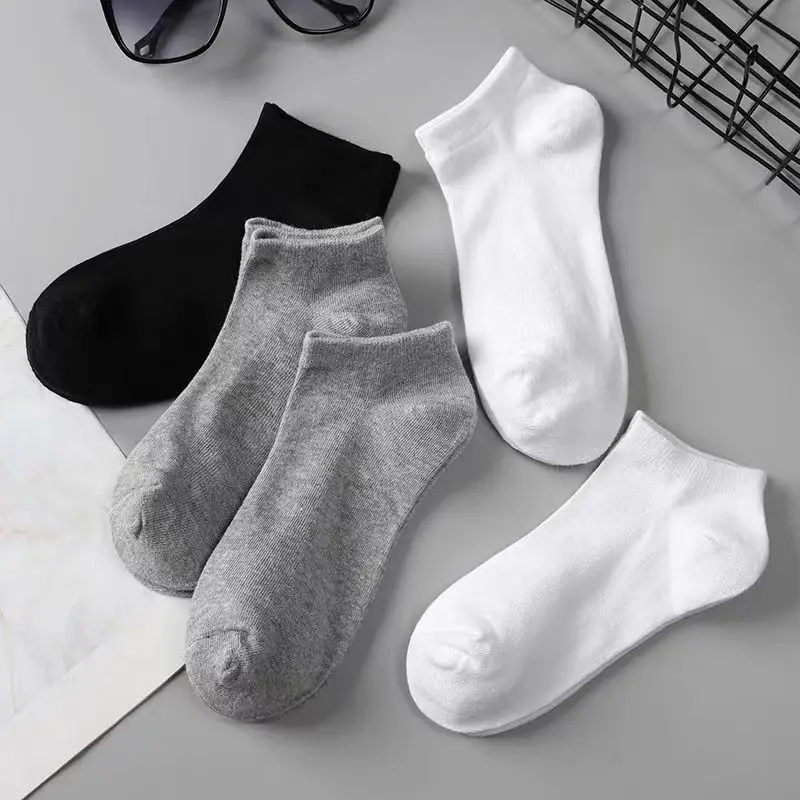 Unisex Socks Low Cut Breathable Sports Boat Sock Solid Color Comfortable Cotton Ankle Casual Sock White Black Mens Socks 5 Pairs