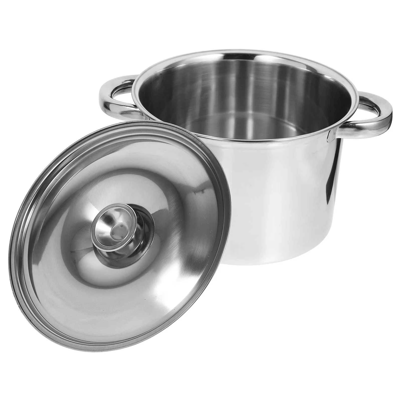 

Covered Stockpot Soup Cooking Thicken Metal Stainless Steel Induction Boiling Pan Cookware Kitchen Multipurpose