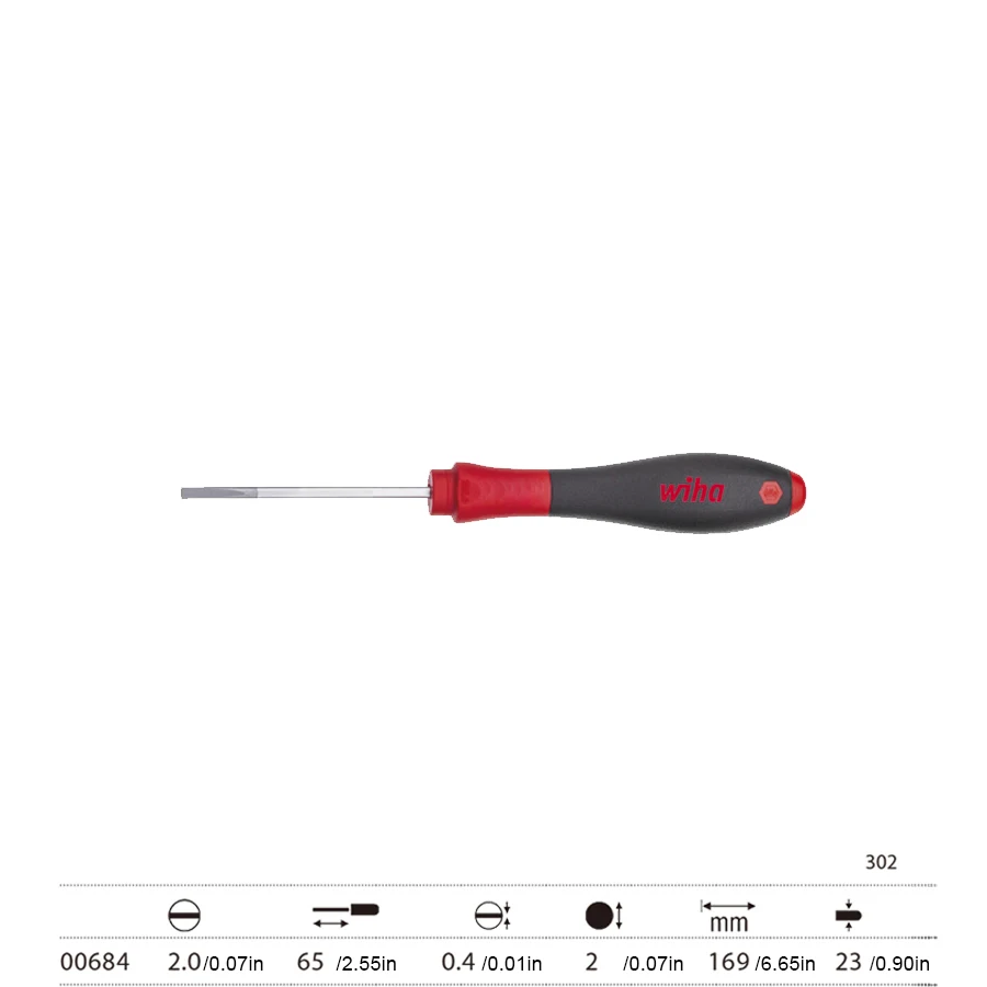 

Шлицевые отвертки WIHA с круглым лезвием для малопрокалывающих винтов Нескользящая ручка Высоко эргономичная форма Серия No302